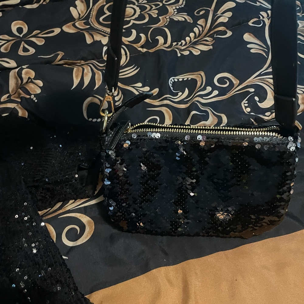Sequin Black Shoulder Bag